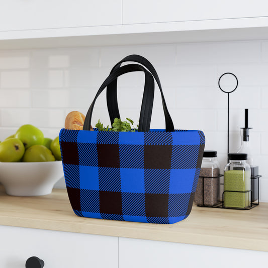 Lunch Bag - Blue Plaid Pattern