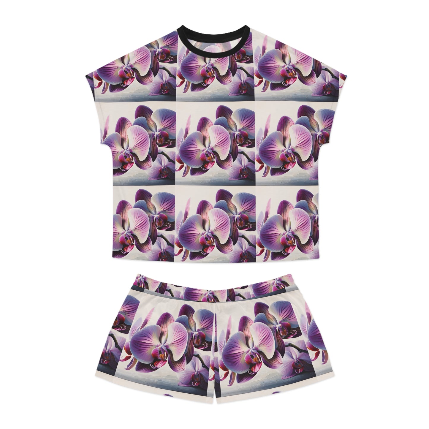 Women's Short Pajama Set (AOP) - Orchid Pattern