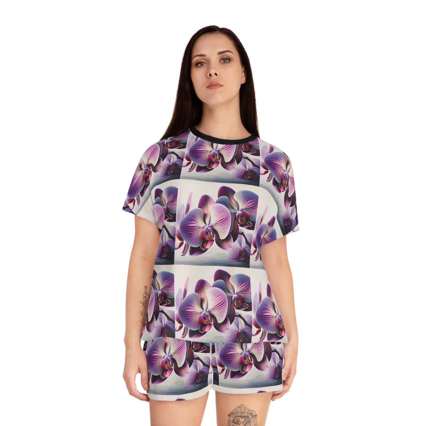 Women's Short Pajama Set (AOP) - Orchid Pattern