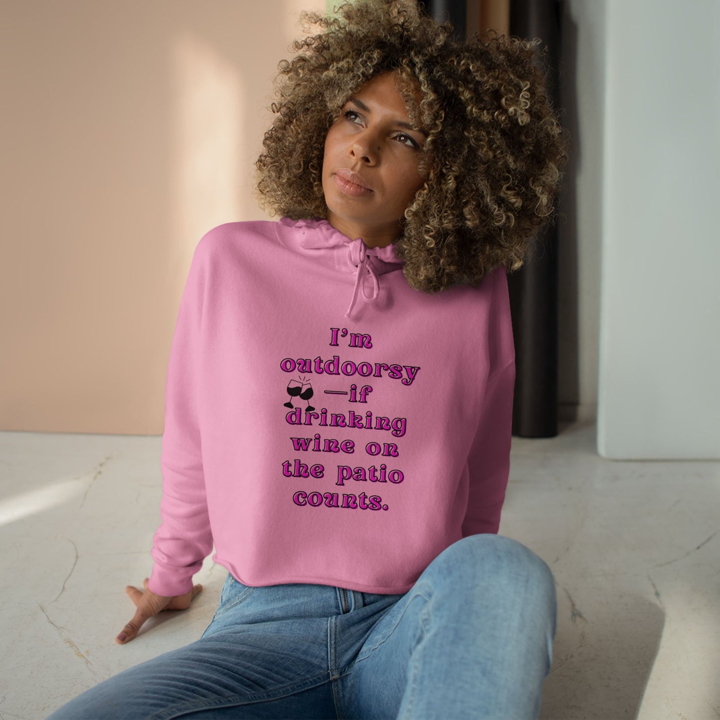 Outdoor Wine Lovers - Sassy Crop Hoodie