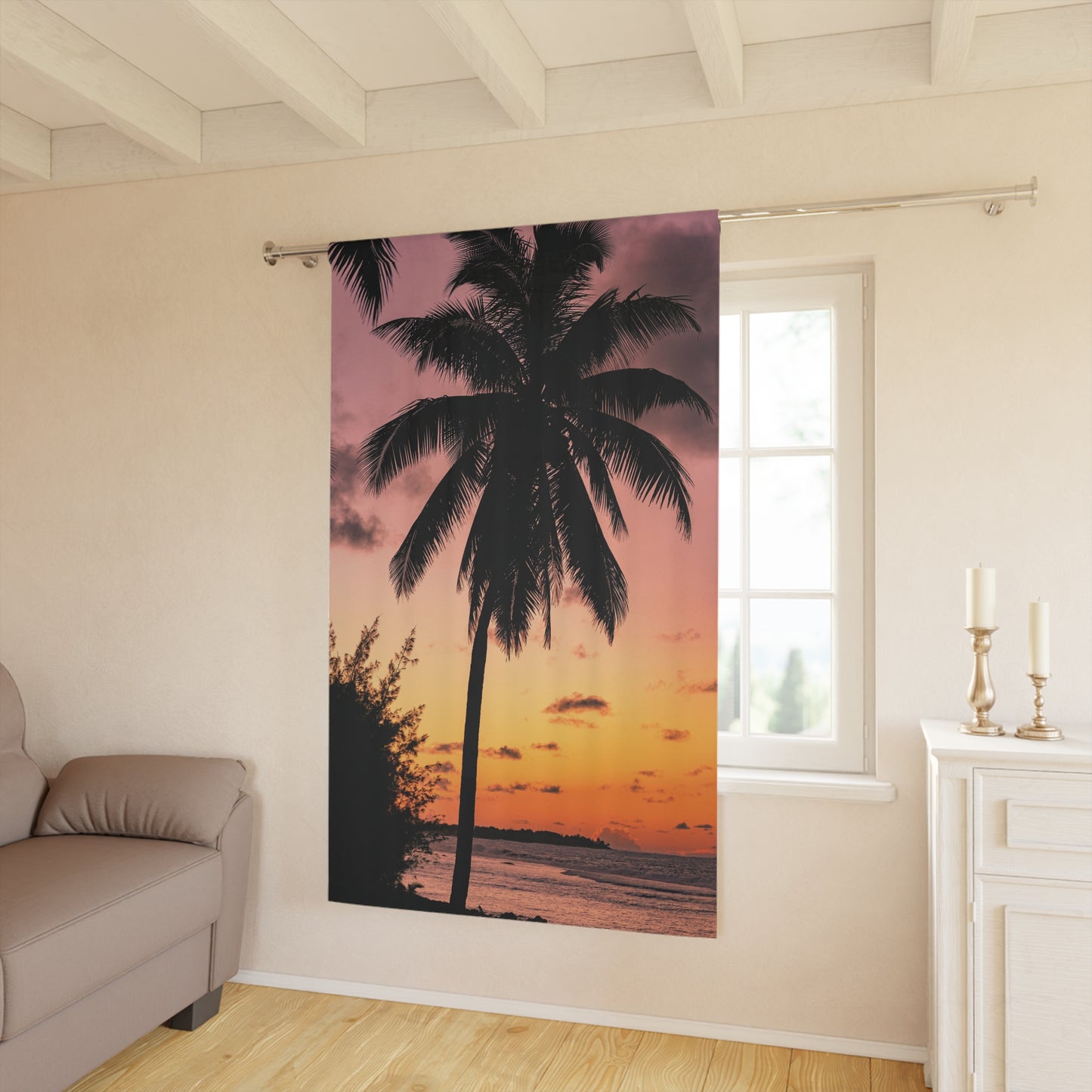 Palm Tree Blackout Window Curtain - Tropical Paradise  (1 Panel)