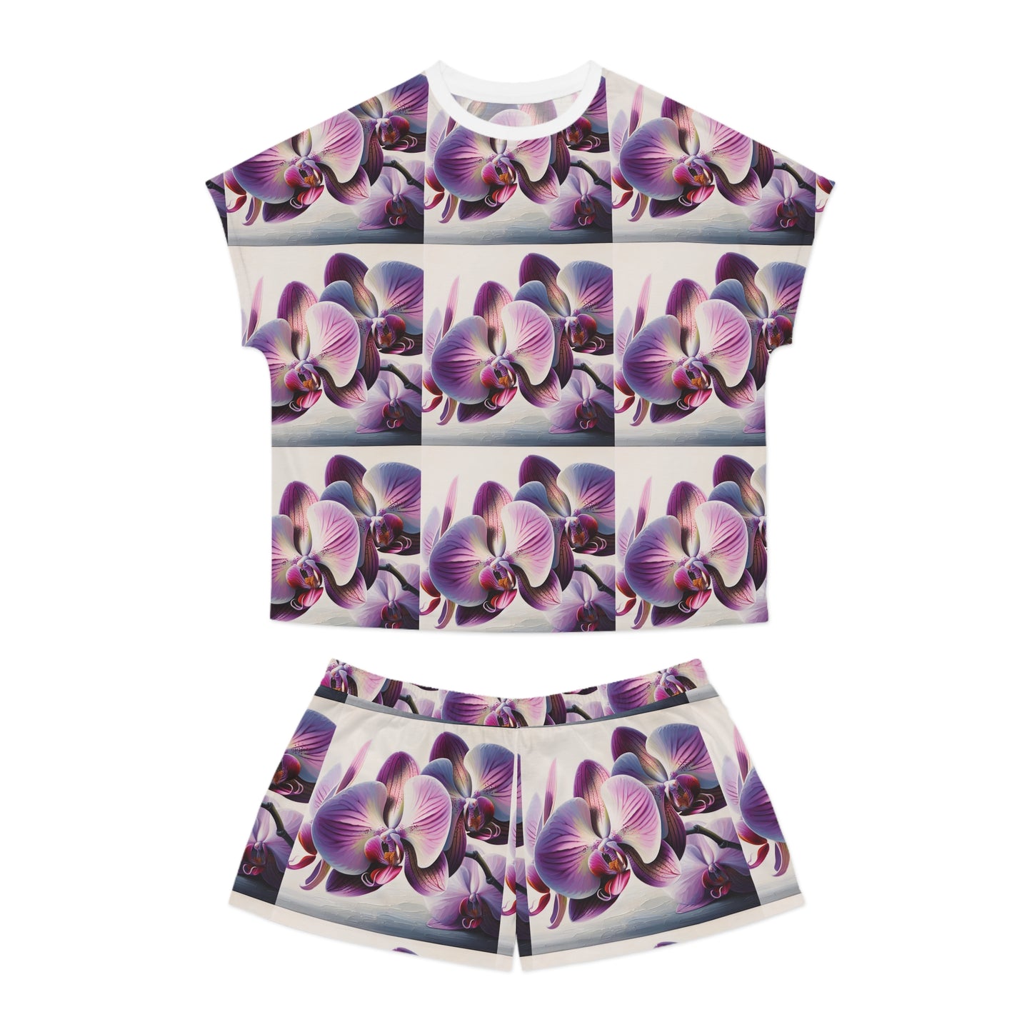 Women's Short Pajama Set (AOP) - Orchid Pattern