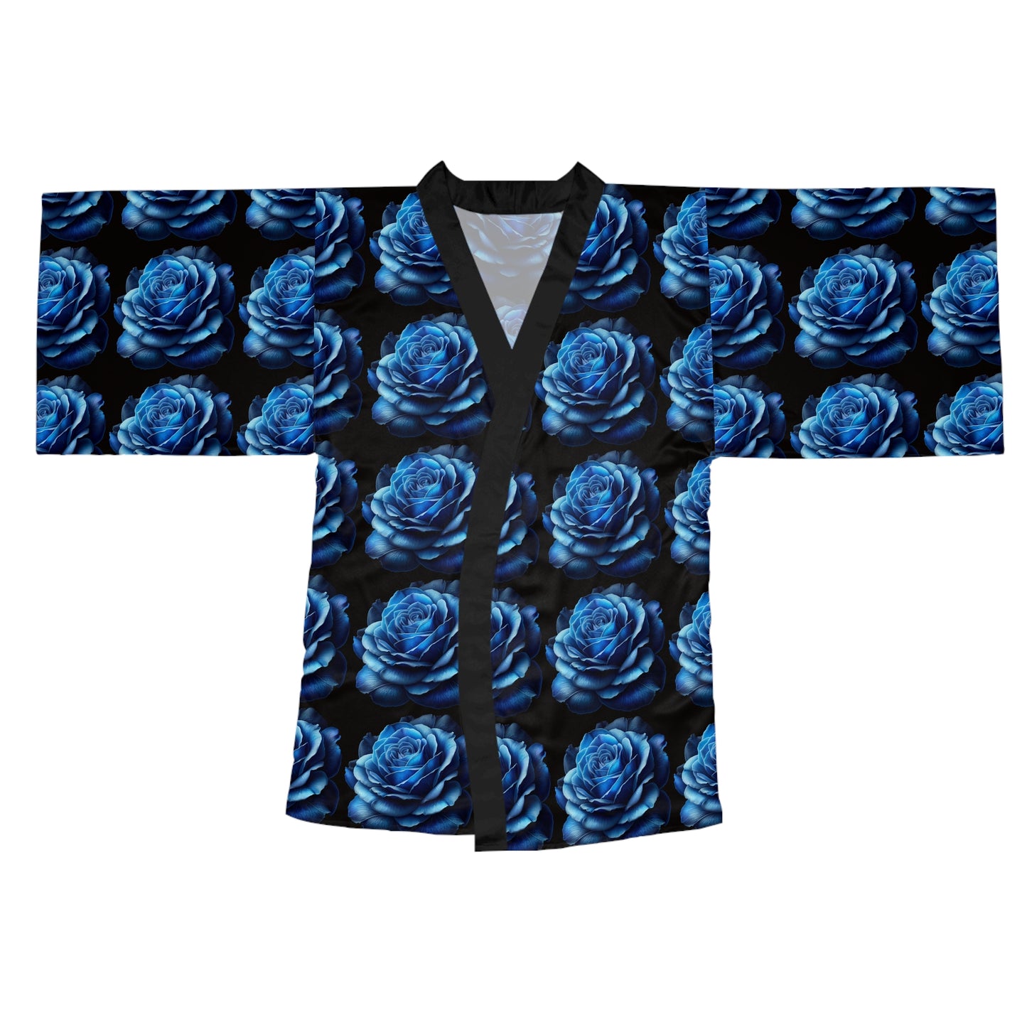 Long Sleeve Kimono Robe (AOP) - Blue Rose