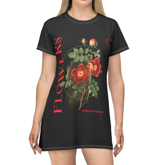 T-Shirt Dress (AOP) - Flowers