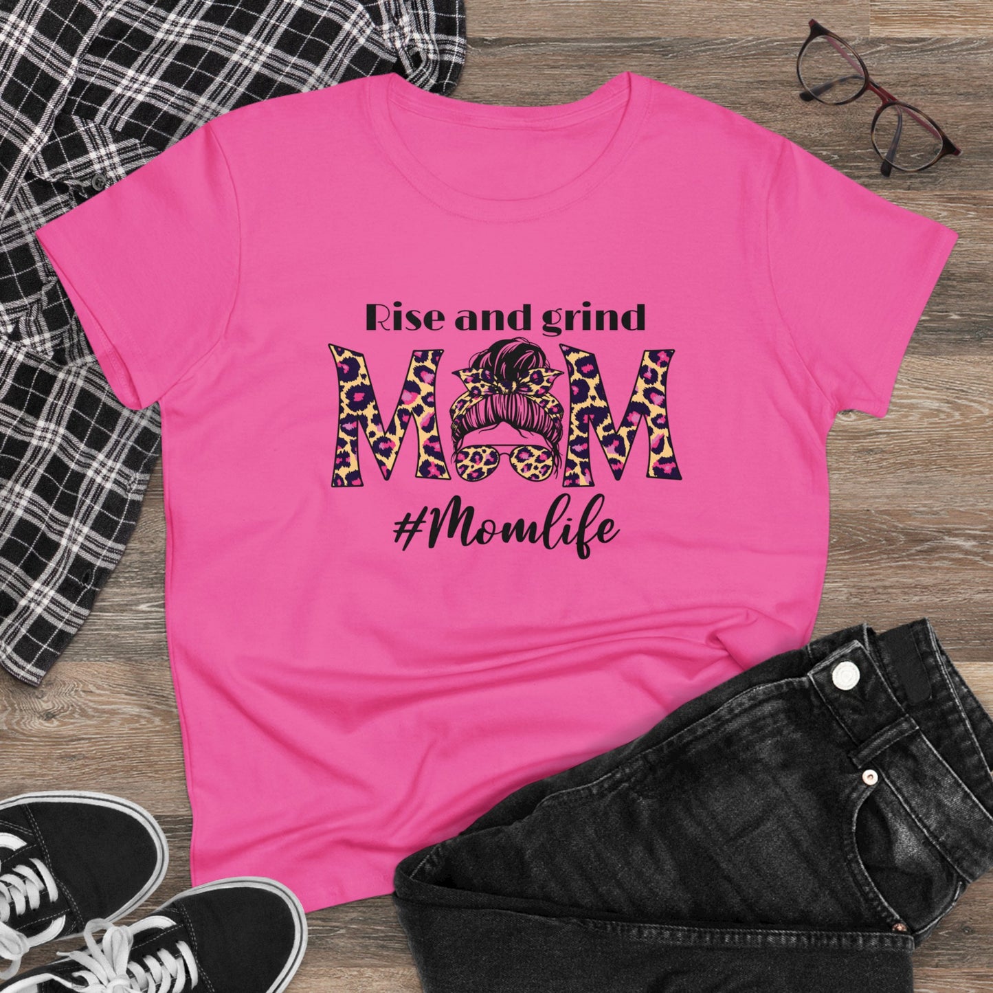 Rise & Grind #Momlife - Motivational Tee - 2 Colors