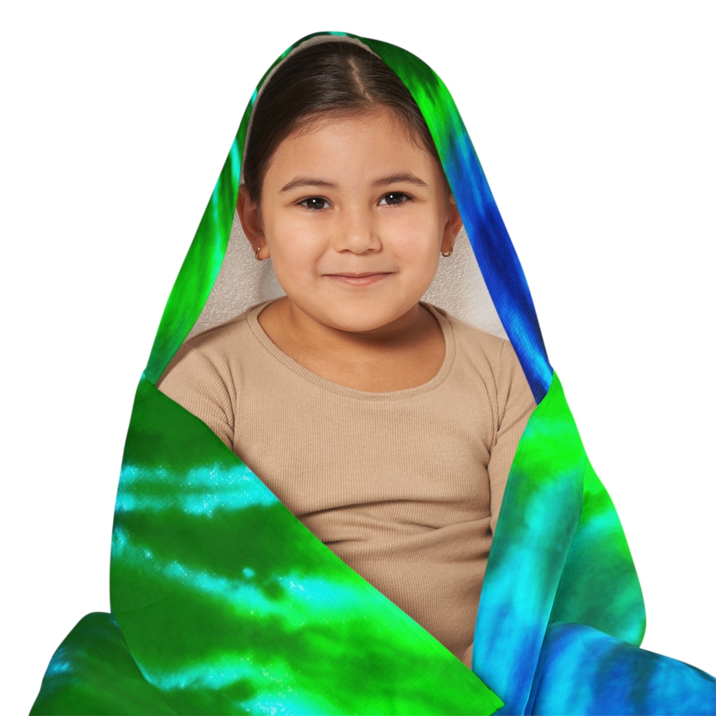 Youth Hooded Towel - Tie Dye Blue Green