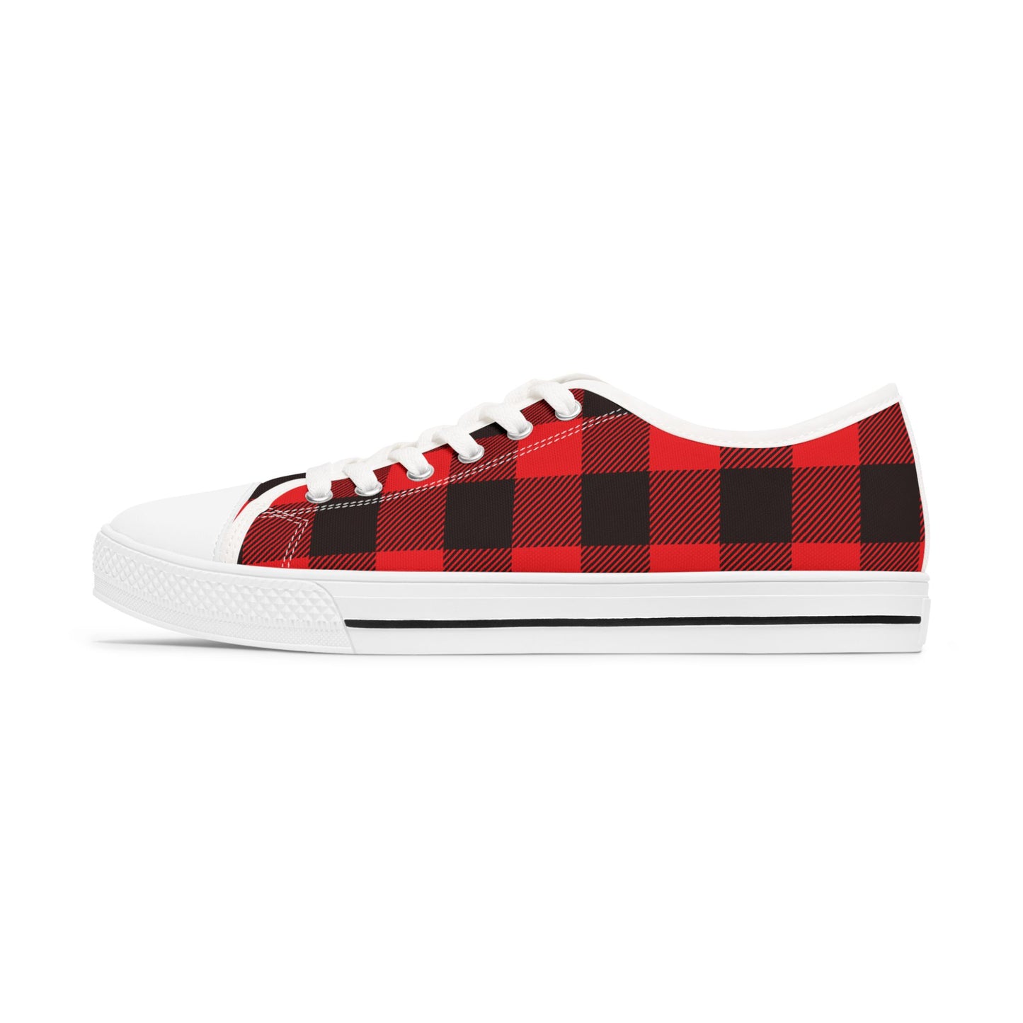 Women's Low Top Sneakers - Red Plaid