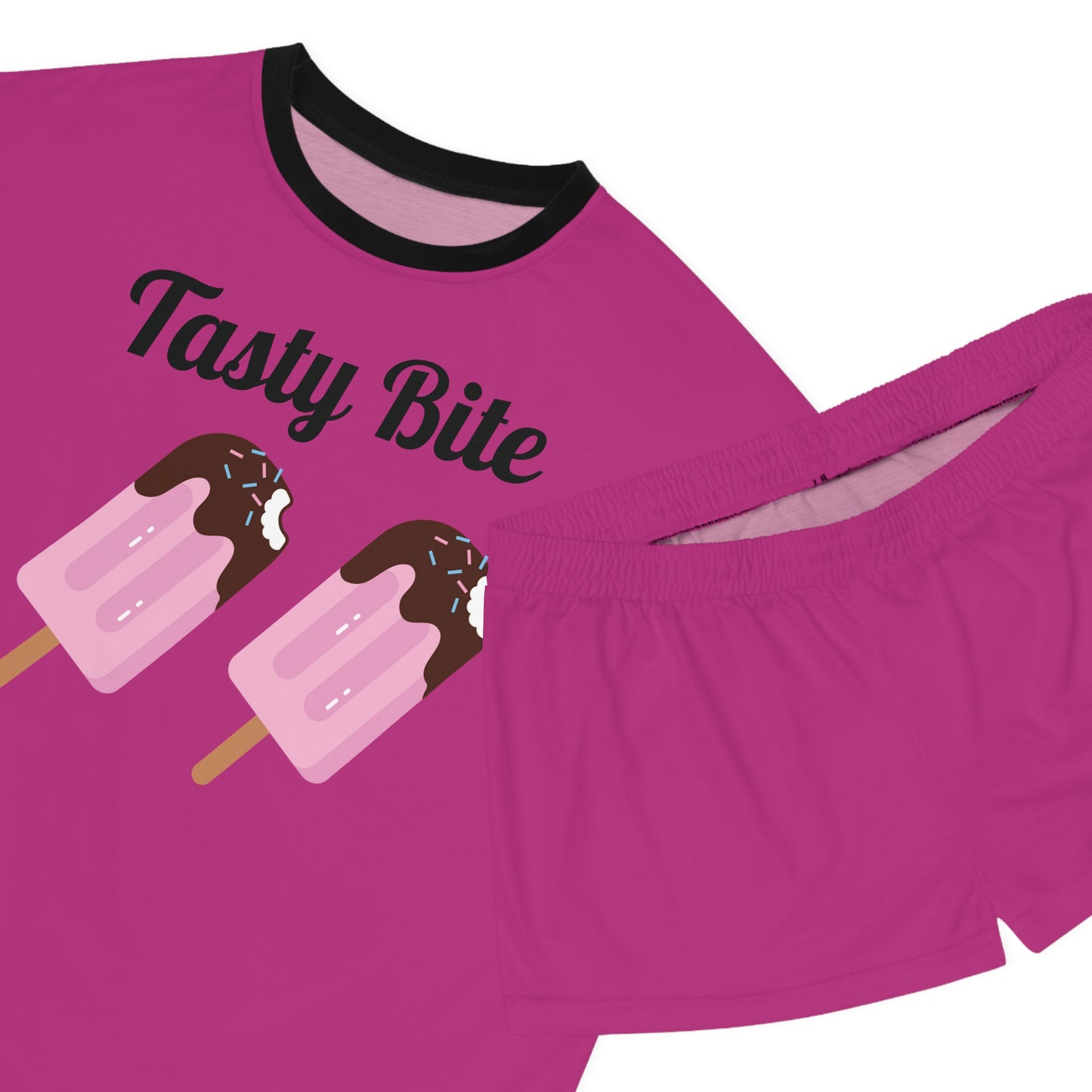 Pajama Short Set -  Pink Tasty Bite