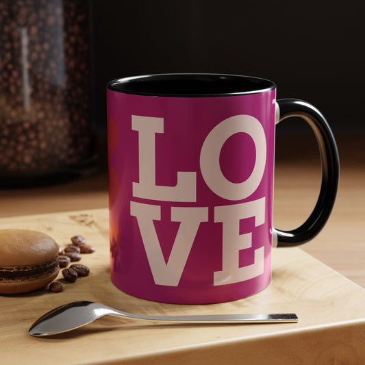 Love Accent Coffee Mug - Pink/Black (11oz & 15oz)