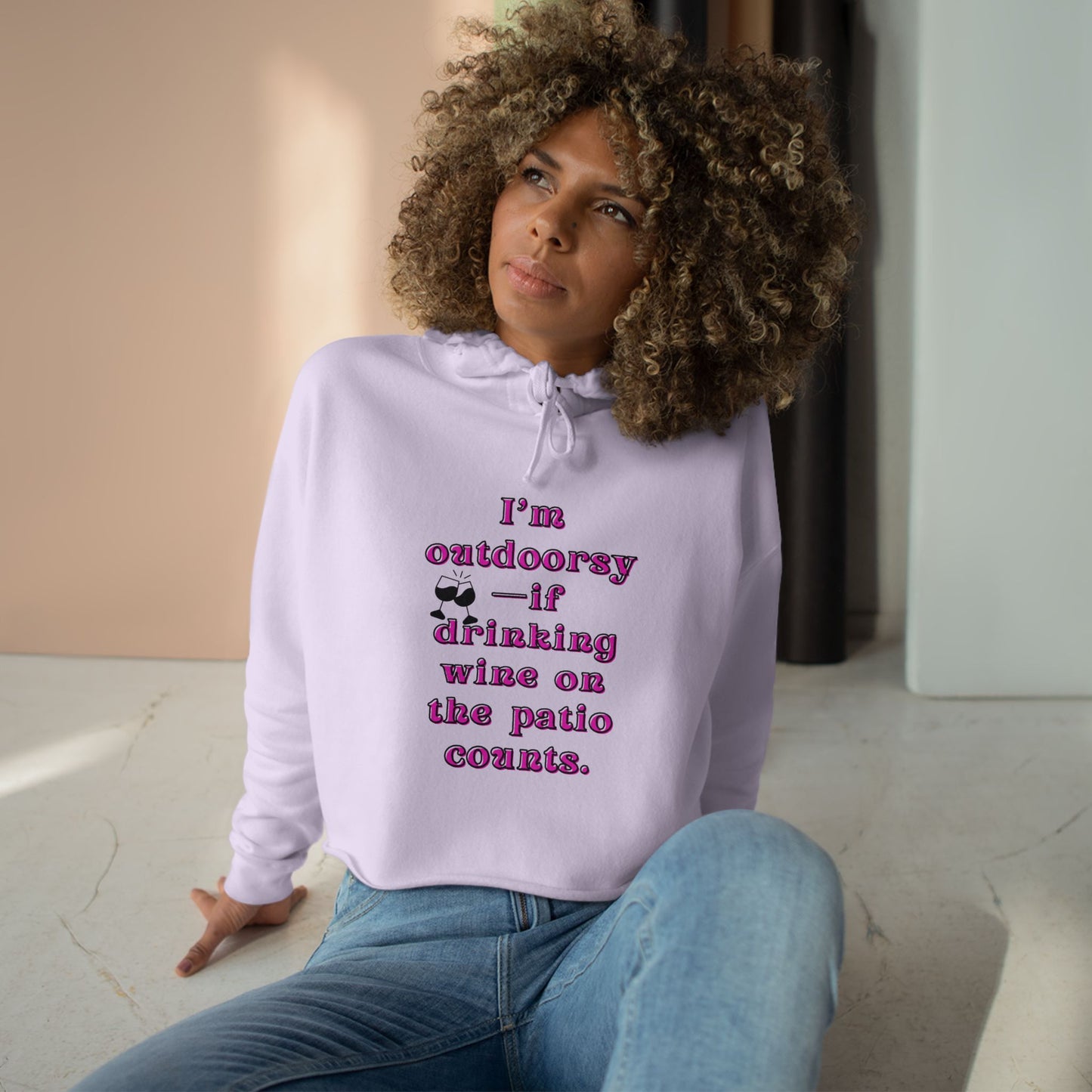 Outdoor Wine Lovers - Sassy Crop Hoodie