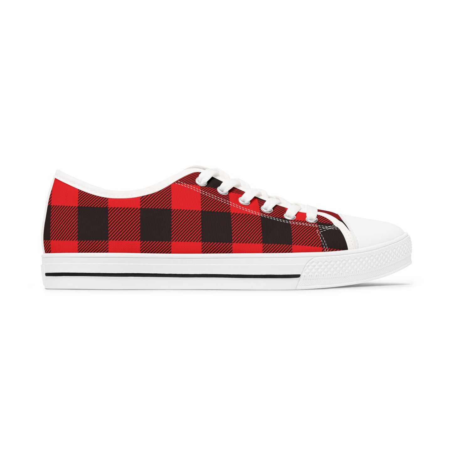 Women's Low Top Sneakers - Red Plaid