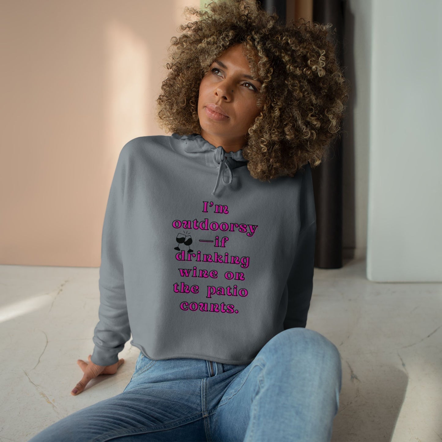 Outdoor Wine Lovers - Sassy Crop Hoodie