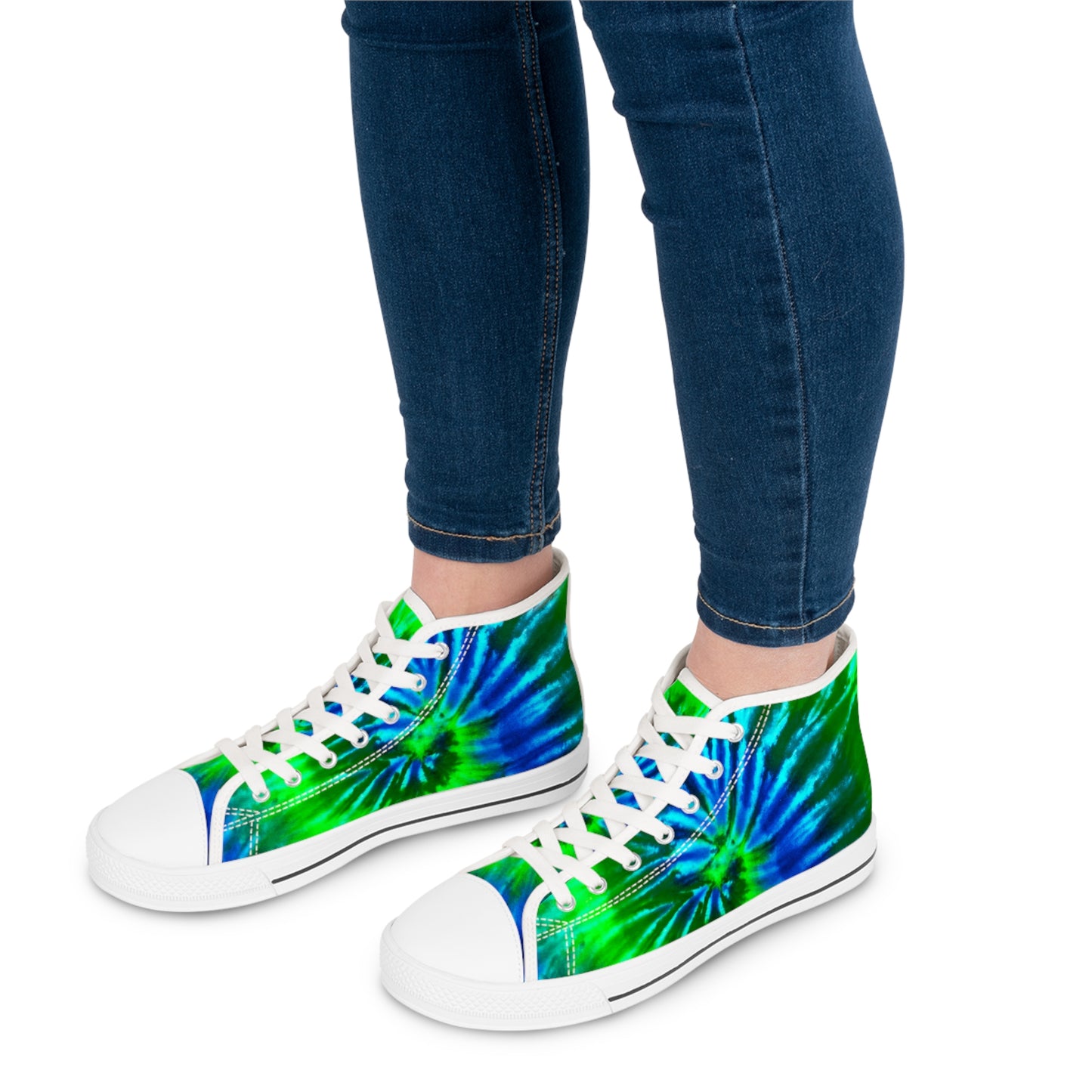 Women's High Tops  - Tie Dye Blue Green