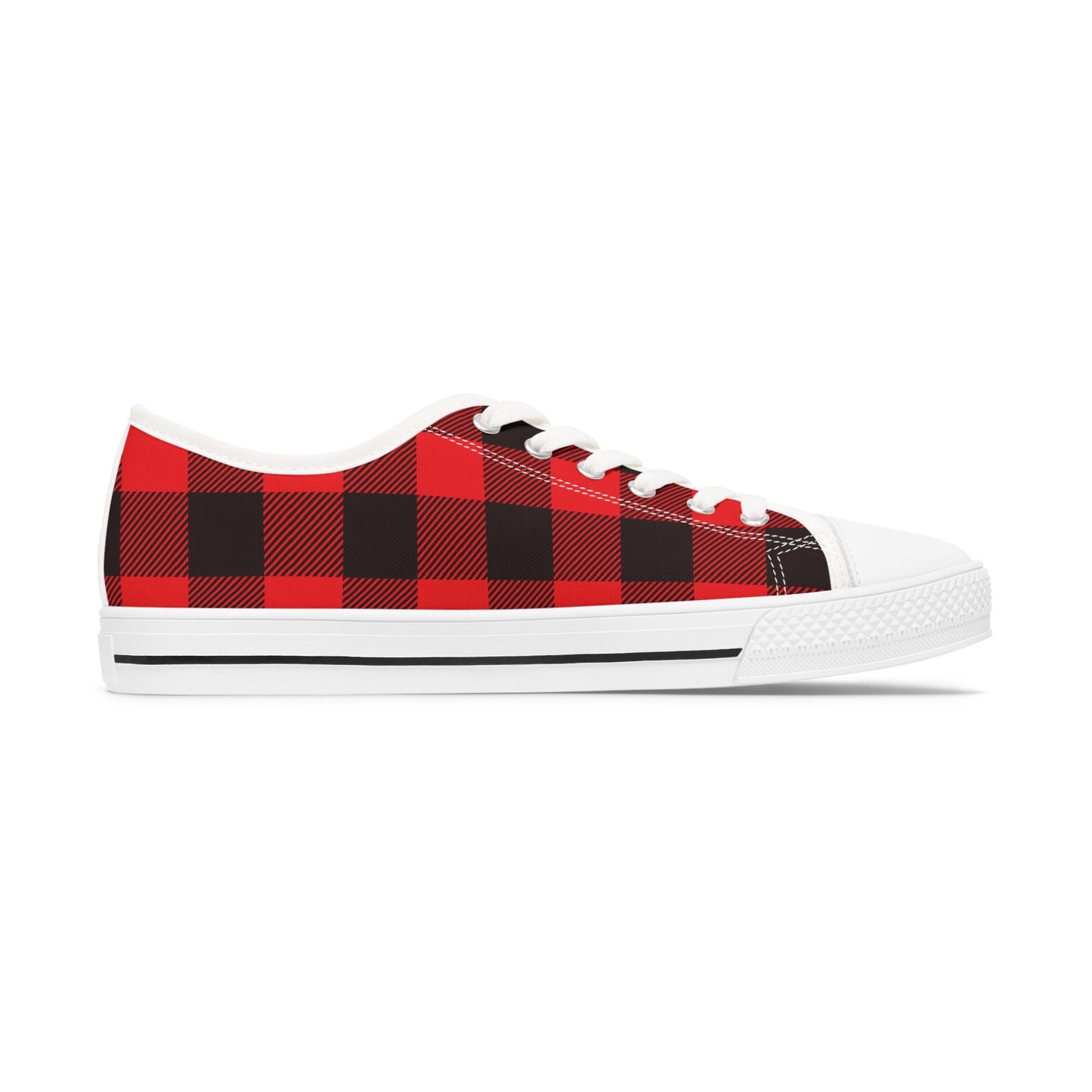 Women's Low Top Sneakers - Red Plaid