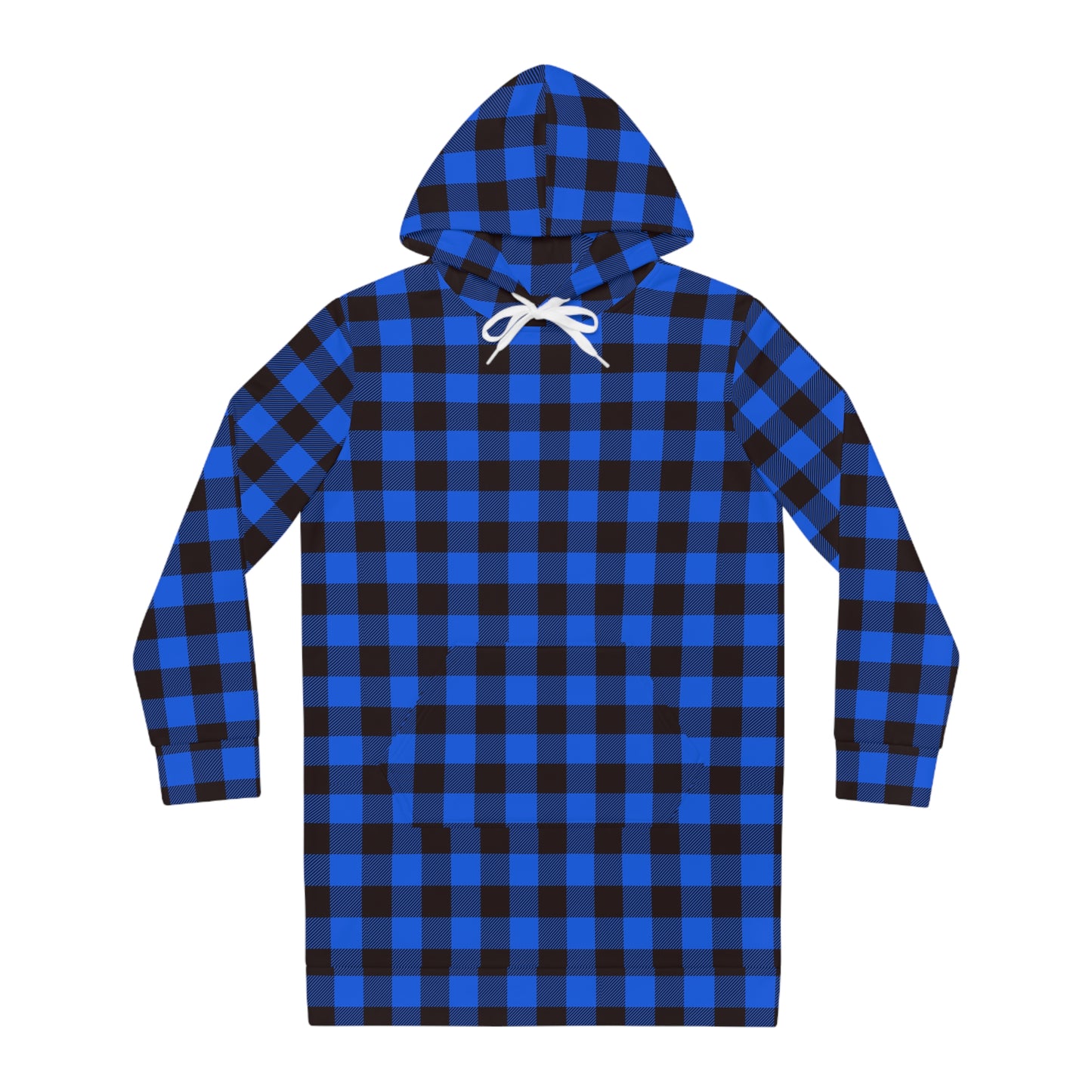 Hoodie Dress  -  Blue Plaid