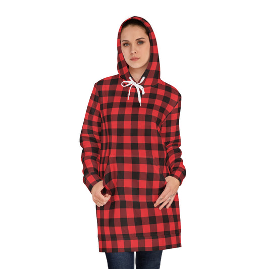 Hoodie Dress  -  Red Plaid