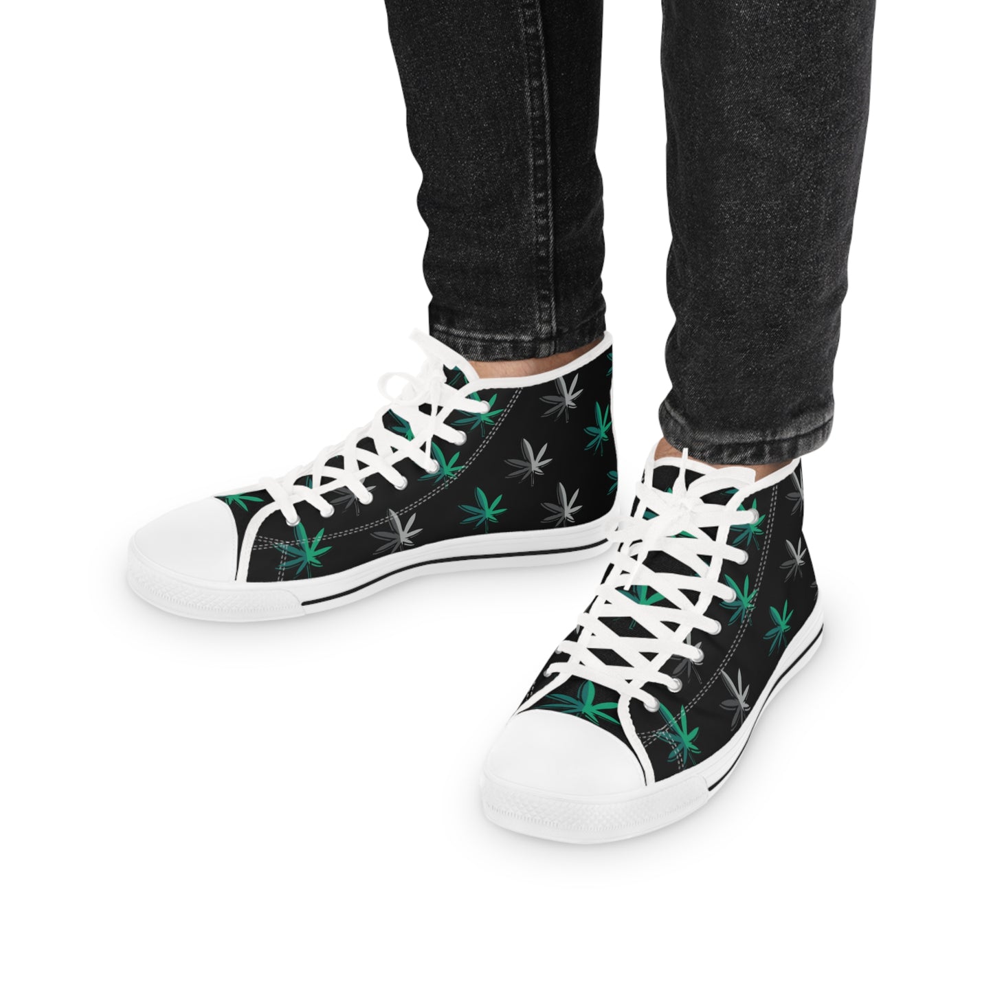 Men's High Top Sneakers -  Green Leaf 420 Collection