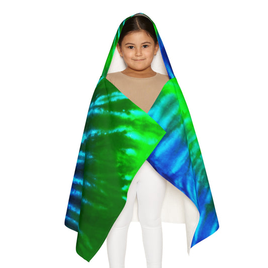 Youth Hooded Towel - Tie Dye Blue Green