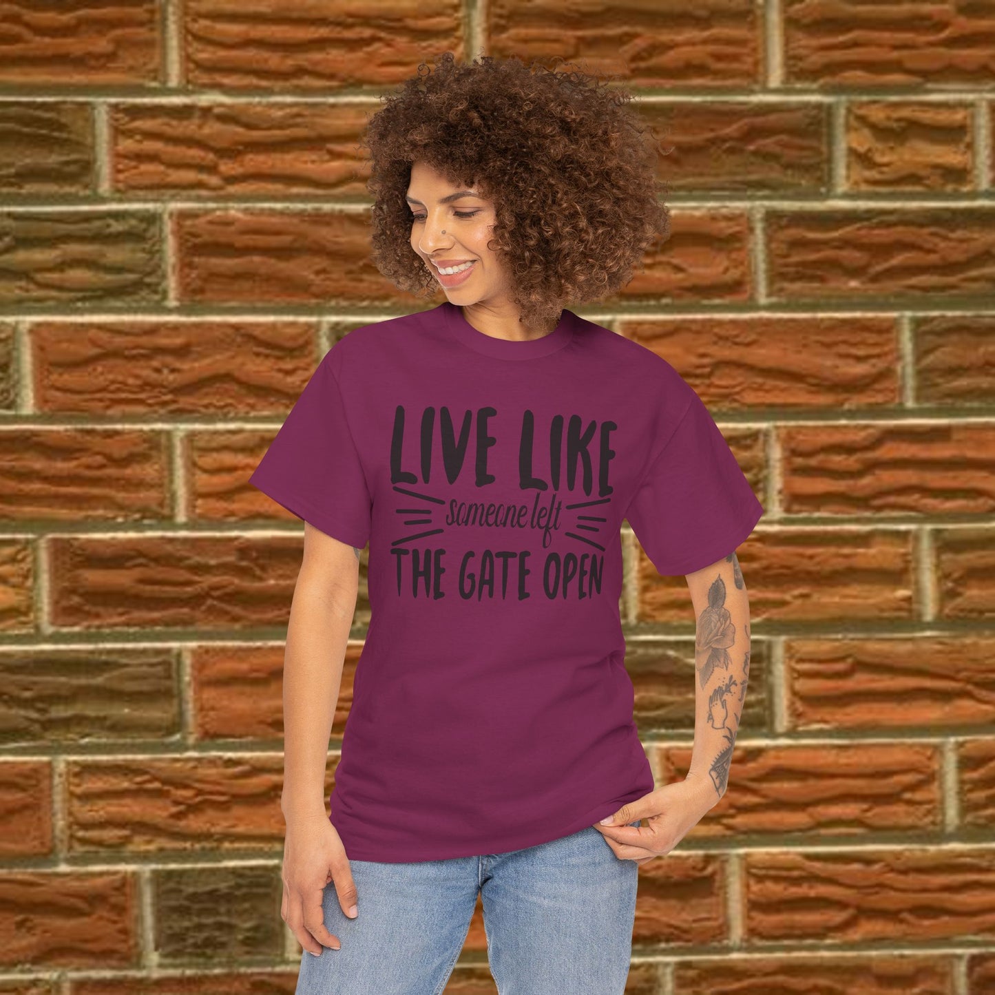 Unisex Heavy Cotton Tee - Live Like The Gates Open