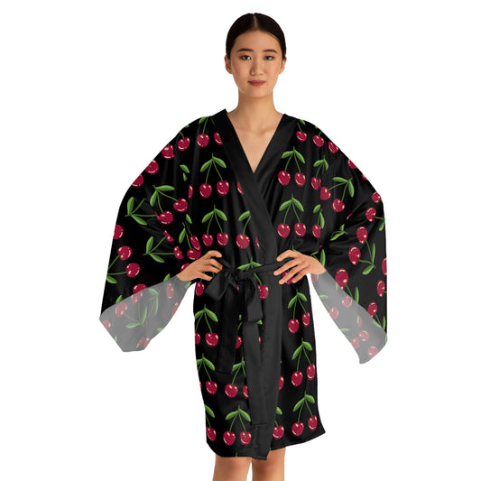 Long Sleeve Kimono Robe - Cherry Print