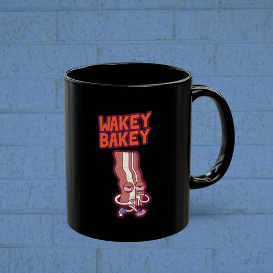 Wakey Bakey Coffee Mug - 420 Green Leaf Collection - Black (11oz, 15oz)