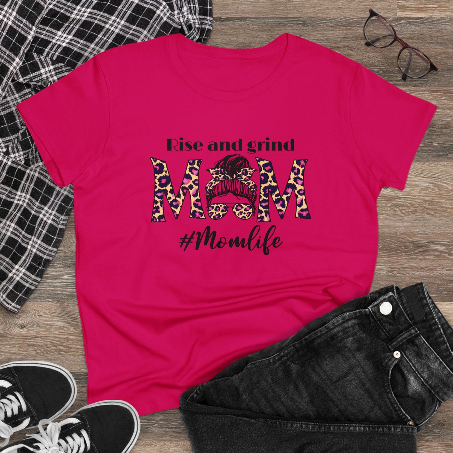 Rise & Grind #Momlife - Motivational Tee - 2 Colors