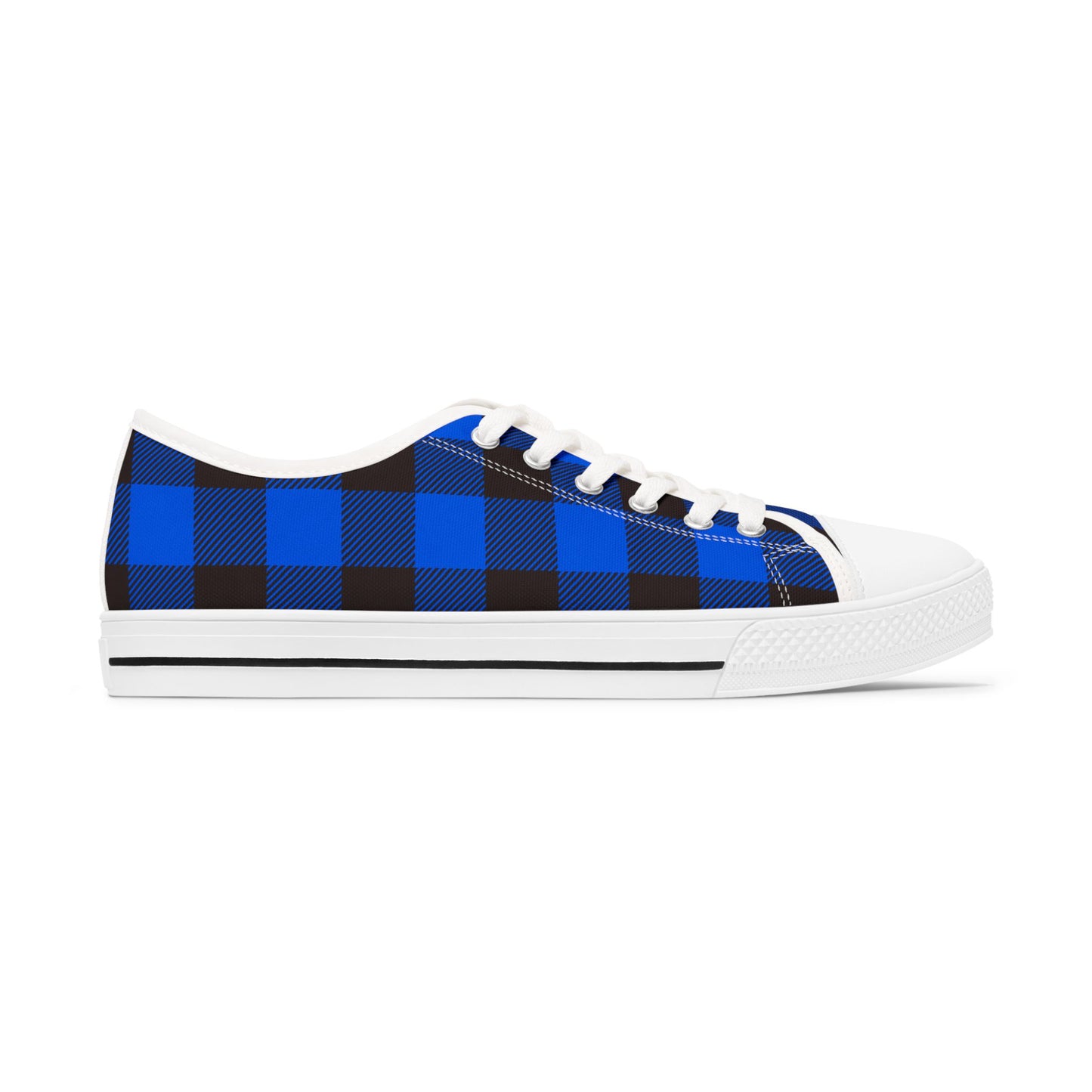 Women's Low Top Sneakers - Blue Plaid